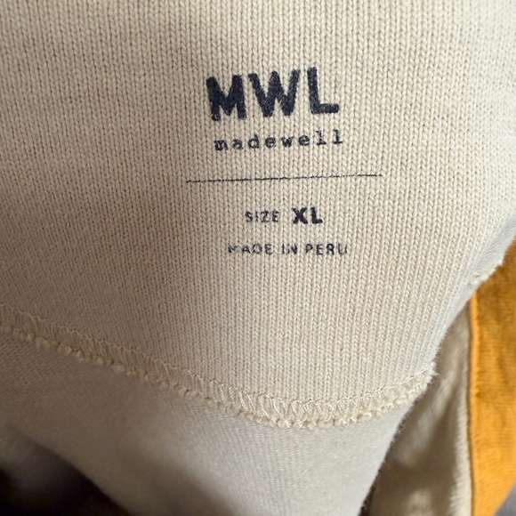 Madewell MWL Rugby Shirt Size XL Like New Mustard & Cream Oversized & Boxy - Picture 3 of 3